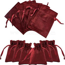 12Pcs Velvet Bags Drawstring Jewelry Pouches, Candy Pouches, for Wedding Shower Birthday Party, Dark Red, 12x9cm(TP-NB0001-29B)