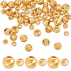 60Pcs 2 Style Brass Beads, Long-Lasting Plated, Round, Real 18K Gold Plated, 4~6x3.5~5mm, Hole: 1.4~2mm, 30pcs/style(KK-GO0001-07)