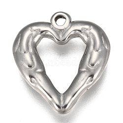 Non-Tarnish 304 Stainless Steel Pendants, Heart with Wing, Stainless Steel Color, 21.5x20x3.5mm, Hole: 2mm(STAS-K207-41P)