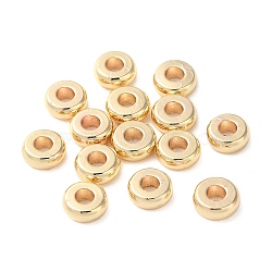 Brass Flat Round Spacer Beads, Real 14K Gold Plated, 4x1.5mm, Hole: 1.5mm(KK-M085-A-12G-01)