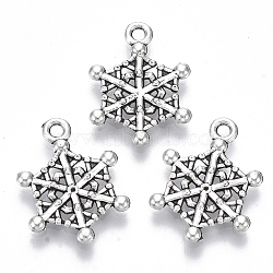 Tibetan Style Alloy Pendants, Lead Free & Cadmium Free, Snowflake, Antique Silver, 20x15x2mm, Hole: 1.6mm, about 500pcs/500g(TIBE-N010-22AS-RS)
