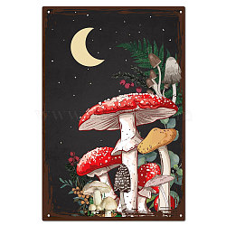 Vintage Metal Iron Tin Sign Poster, Wall Decor for Bars, Restaurants, Cafes Pubs, Mushroom, 300x200x2.2mm, Hole: 5x5mm(AJEW-WH0157-700)