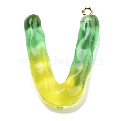 Resin Pendant, with Iron Ring Finding, Letter A~Z, Letter V, 39.5x28x7.5mm, Hole: 2mm(FIND-Q107-01V-02)