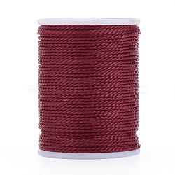 Round Waxed Polyester Cord, Taiwan Waxed Cord, Twisted Cord, Dark Red, 1mm, about 12.02 yards(11m)/roll(YC-G006-01-1.0mm-09)