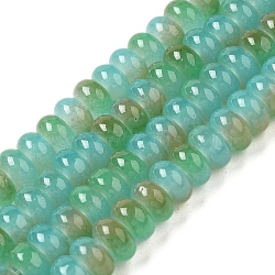 Baking Paint Glass Beads Strands, Rondelle, Turquoise, 8x4.5mm, Hole: 1.2mm, about 162pcs/strand, 29.92 inch(76cm)(DGLA-C003-01H)