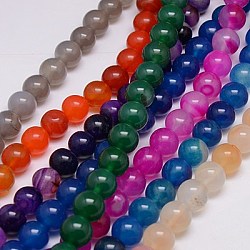 Natural Agate Beads Strands, Dyed, Round, Mixed Color, 10mm, Hole: 1mm, about 38pcs/strand, 15.75 inch(G-G583-10mm-M)