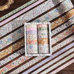 DIY Scrapbook Decorative Adhesive Tapes, Flower Pattern Washi Tape, Mixed Color, 110x90x40mm, 12 rolls/set(PW-WG0BB5B-03)