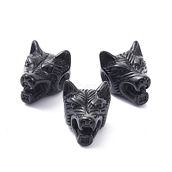 304 Stainless Steel Beads, Wolf Head, Electrophoresis Black, 14x11.5x11.5mm, Hole: 1.6mm(STAS-P291-10EB)