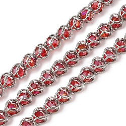 304 Stainless Steel Glass Link Chains, Unwelded, with Spool, Red, 10x8x8mm(CHS-L029-10P-06)