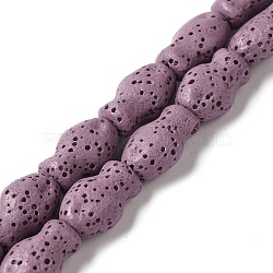 Natural Lava Rock Beads Strands, Fish, Dyed, Medium Purple, 14x9x7mm, Hole: 1.2mm, about 28pcs/strand, 15.55''(39.5cm)(G-U007-01I)