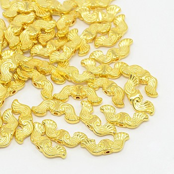 Tibetan Style Alloy Beads, Wing, Lead Free & Cadmium Free & Nickel Free, Golden, 19x7.5x3.5mm