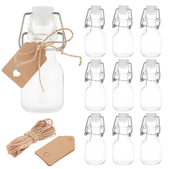 DIY Glass Sealed Bottle Kits, with Swing Top Stoppers, Kraft Paper Gift Tags, Scalloped Top Hang Tags and Jute Twine, Mixed Color, 5.1x4.6x11.2cm, Hole: 10.1mm, Capacity: 60ml
