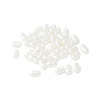 ABS Imiattion Beads, Peanut, White, 6.5x4x3mm, Hole: 1.6mm, 12500pcs/500g