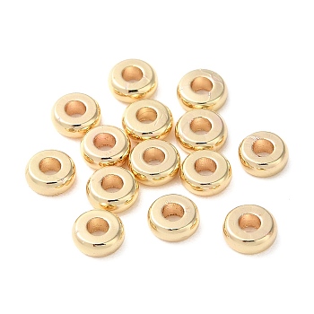 Brass Flat Round Spacer Beads, Real 14K Gold Plated, 4x1.5mm, Hole: 1.5mm