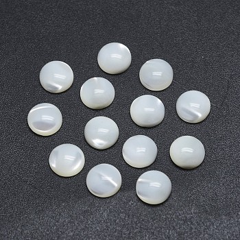 Shell Cabochons, Flat Round, 10x3~4mm