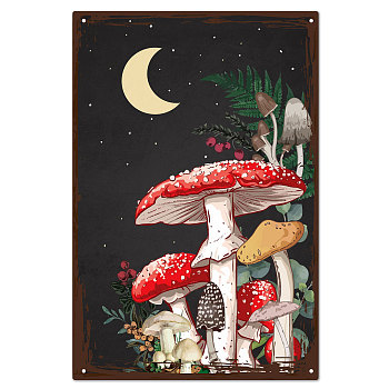 Vintage Metal Iron Tin Sign Poster, Wall Decor for Bars, Restaurants, Cafes Pubs, Mushroom, 300x200x2.2mm, Hole: 5x5mm