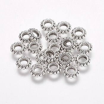 Tibetan Style Beads, Cadmium Free & Lead Free, Donut, Antique Silver, 8x2mm, Hole: 3mm, about 58pcs/20g