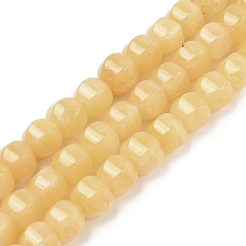 Natural White Jade Beads Strands, Faceted, Dyed, Round, Light Khaki, 11~12x11~12x10mm, Hole: 1.2mm, about 38~39pcs/strand, 15.16~15.59 inch(38.5~39.6cm)