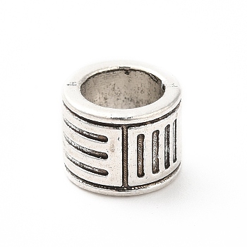 Tibetan Style Alloy European Beads, Large Hole Beads, Column, Antique Silver, 10x7.5mm, Hole: 6.6mm, about 285pcs/500g