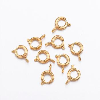 Ion Plating(IP) 304 Stainless Steel Spring Ring Clasps, Golden, 7.5x5x1.2mm, Hole: 1.5mm