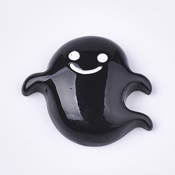 Resin Cabochons, Ghost, Halloween, Black, 22x25x7mm