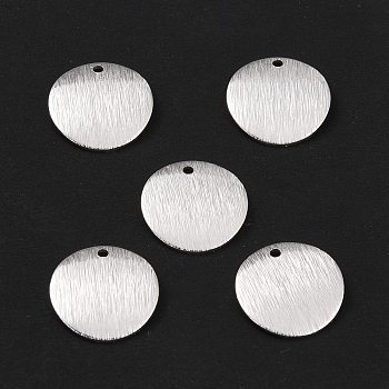 Brass Charms, Flat Round, 925 Sterling Silver Plated, 14x1mm, Hole: 1.2mm