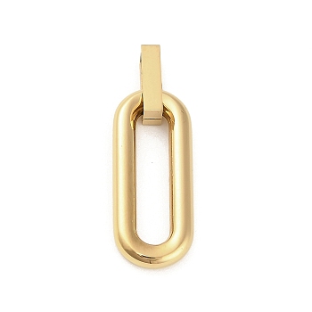 304 Stainless Steel Pendants, Ion Plating(IP), Oval Charms, Golden, 23.5x9.5x2.5mm, Hole: 3x8mm