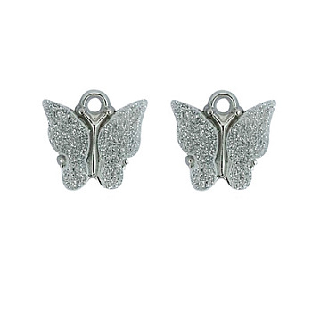 Vintage Alloy Acrylic Charm, for DIY Hoop Earing Accessories, Butterfly Shape, Platinum, Gainsboro, 14x12mm