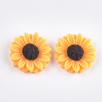 Resin Pendants, Sunflower, Dark Orange, 24x7mm, Hole: 1mm