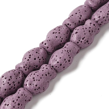 Natural Lava Rock Beads Strands, Fish, Dyed, Medium Purple, 14x9x7mm, Hole: 1.2mm, about 28pcs/strand, 15.55''(39.5cm)