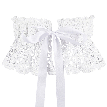 Polyester Bowknot Wide Elastic Corset Belts, Lace-up Waist Belt for Women Girl, White, 26-3/8 inch(67cm)