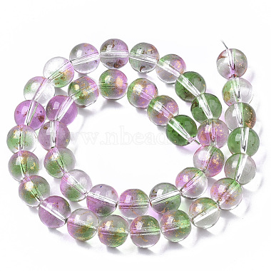 Chapelets de perles en verre peinte par pulvérisation transparent(X-GLAA-N035-03D-B01)-2
