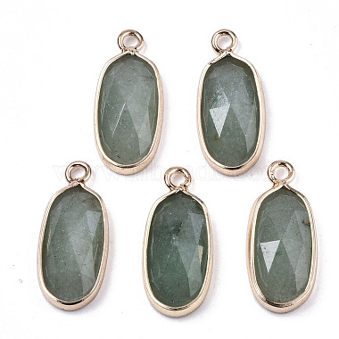 Light Gold Oval Green Aventurine Pendants