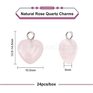 BENECREAT 24Pcs Natural Rose Quartz Charms(G-BC0001-21A)-2