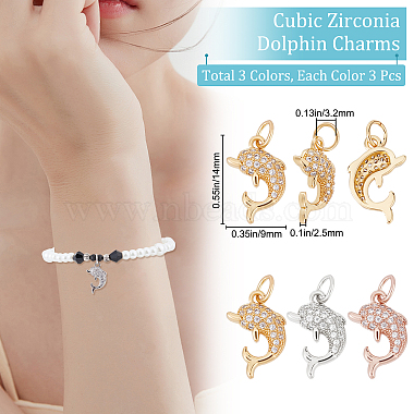 9Pcs 3 Colors Brass Micro Pave Cubic Zirconia Charms(ZIRC-BBC0001-34)-2