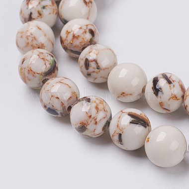 Chapelets de perles de coquillage de mer et turquoise synthétique(G-G758-08-6mm)-3