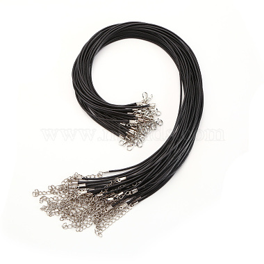 2mm Black Imitation Leather Necklaces