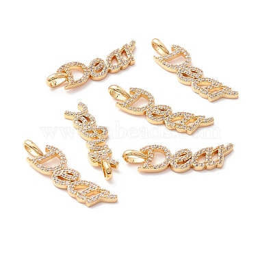 Real 18K Gold Plated Clear Word Brass+Cubic Zirconia Pendants