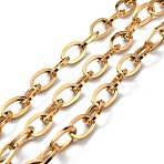 Ion Plating(IP) 304 Stainless Steel Cable Chains, Unwelded, with Spool, Flat Oval, Golden, 17.5x11.5x2mm, about 16.40 Feet(5m)/Roll(STAS-P301-02G)
