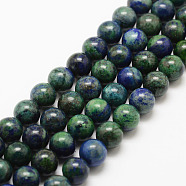 Natural Chrysocolla and Lapis Lazuli Beads Strands, Round, Dyed, 8mm, Hole: 1mm, about 48pcs/strand, 15.7 inch(X-G-P281-03-8mm)