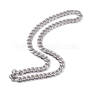 Men's 304 Stainless Steel Curb Chain Necklaces, with Lobster Claw Clasps, Stainless Steel Color, 20.27 inch(51.5cm), 9mm(NJEW-I248-06A-P)
