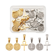 16Pcs 4 Styles 304 Stainless Steel Pendants, Religion, Golden & Stainless Steel Color, 4pcs/style(STAS-BT0001-09)