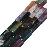 Natural Indian Agate Bead Strands, Cuboid, 13~14x4~5x4~5mm, Hole: 1mm, about 29~31pcs/strand, 15.3 inch(X-G-R299-17)