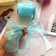 Yarn Ribbon, for Bowknot Tie, Sew on Hair Barrette Accessories, Pale Turquoise, 2-3/8~2-3/4 inch(60~70mm), about 38.28 Yards(35m)/Bag(OHAR-PW0001-140I)