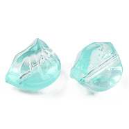 Transparent Spray Painted Glass Beads, Dumplings, Turquoise, 10x13x9mm, Hole: 1.2mm(GLAA-N035-033-C02)