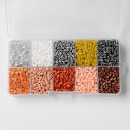 10 Color PE DIY Melty Beads Fuse Beads Refills, Tube, Mixed Color, 3~3.3x2.5~2.6mm, about 500pcs/compartment, 5000pcs/box(DIY-X0243-B)