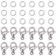 304 Stainless Steel Lobster Claw Clasps, with Open Jump Rings, Stainless Steel Color, 6.8x5.2x1.1cm(STAS-PH0019-51P)