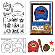 Baseball Theme Globleland DIY Scrapbook Making Kits, including 1 Sheet PVC Plastic Stamps and 1Pc Carbon Steel Cutting Dies Stencils, Sports Themed Pattern, Stamp: 160x110x3mm, Cutting Dies Stencils: 85x139x0.8mm(DIY-GL0004-05)