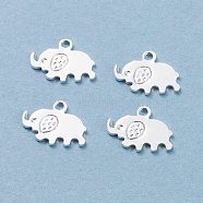 201 Stainless Steel Charms, Elephant, Silver, 9x12x0.7mm, Hole: 1.2mm(STAS-I123-07S)