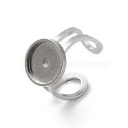 Tarnish Resistant 201 Stainless Steel Pad Ring Settings, with 201 Stainless Steel Tray, Round, Stainless Steel Color, Inner Diameter: 18mm, Tray: 12mm.(STAS-K278-07B-P)